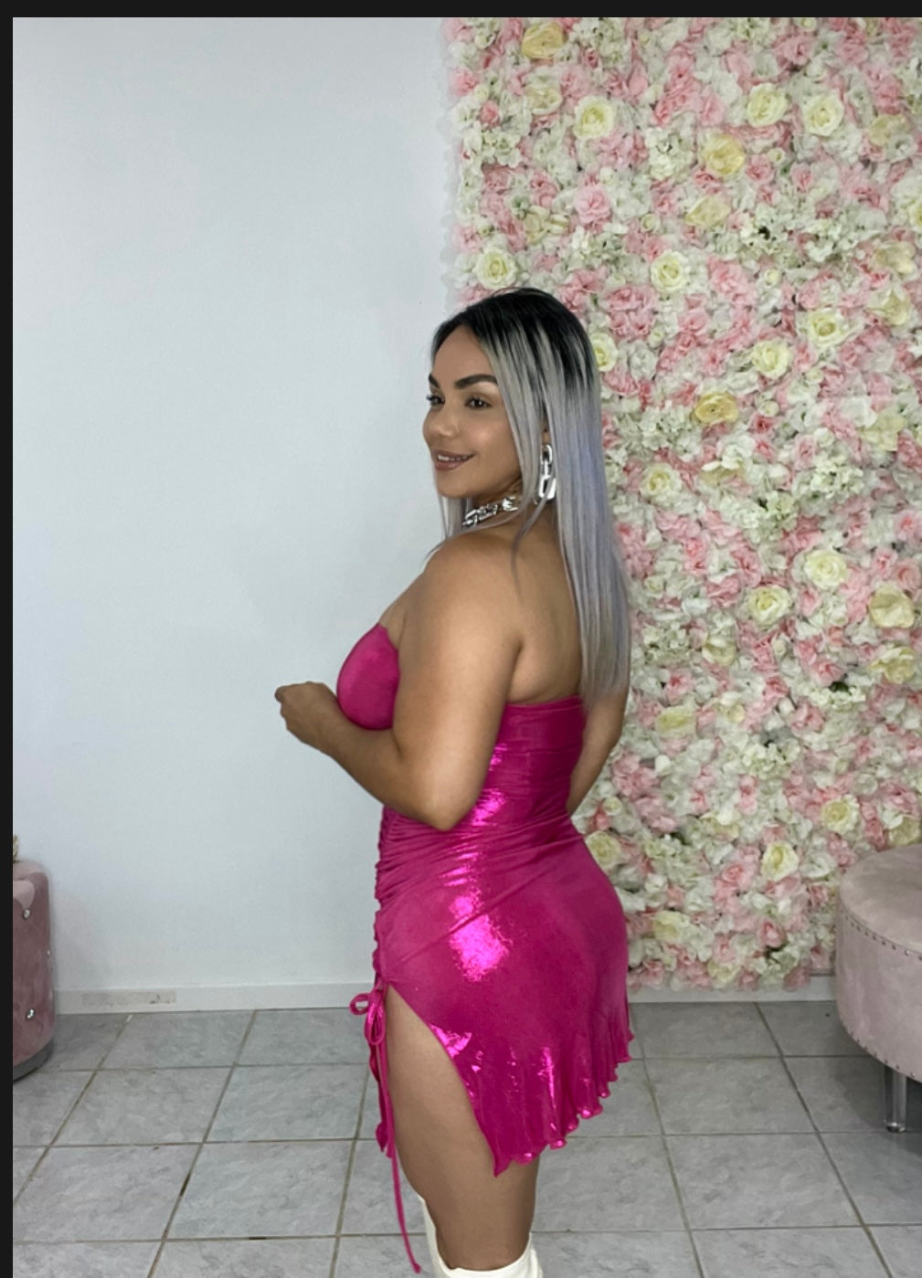 Metalíc pink dress